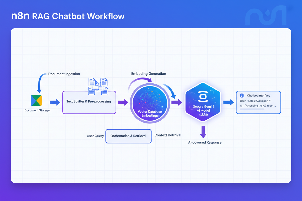 n8n RAG chatbot for company documents using Google Drive and Gemini Workflow