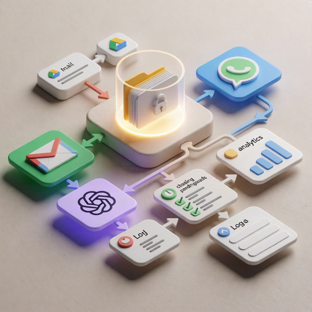 WhatsApp & Gmail Doc Chaser n8n Workflow with GPT-4o-mini