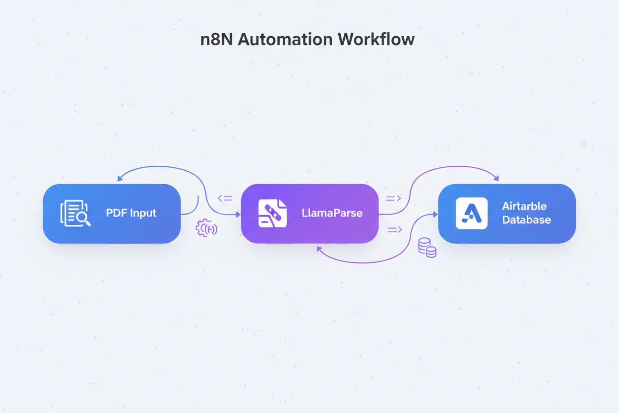 n8n Parse PDF with LlamaParse and save to Airtable Workflow