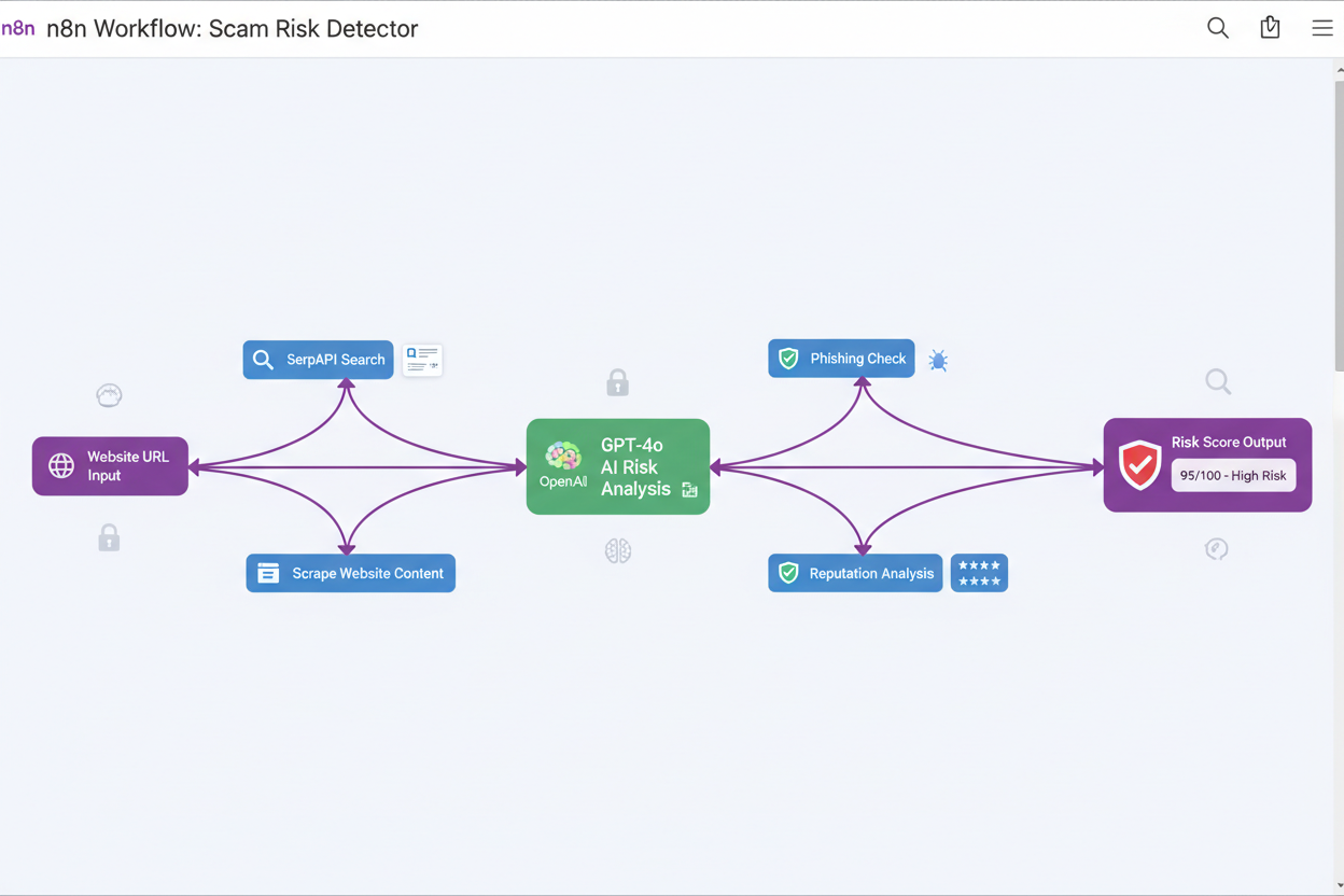 n8n Website scam risk detector with GPT-4o and SerpAPI Workflow